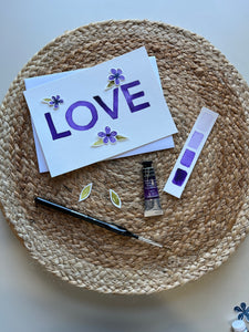 Purple LOVE 5”x7” Blank Note Card