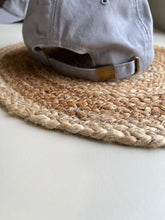 Floral Hat {Gray w/ Navy, Tan + Olive Stitching}